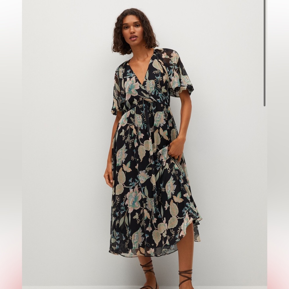 Mango Floral print Midi Dress